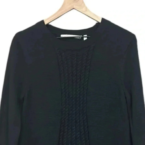 Soft Surroundings Sydney Cable Knit Wool Blend Sweater in Black Size Small - Picture 4 of 12